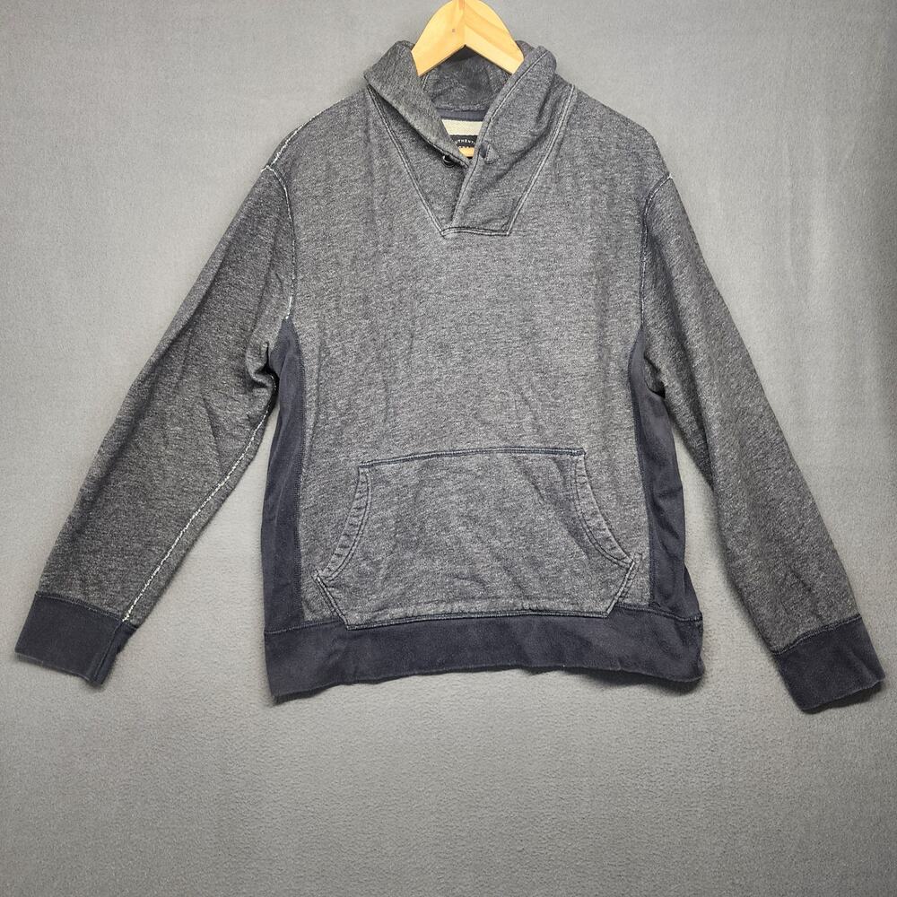 J Crew Vintage Fleece Mens Medium Grey Long Sleeve Shirt 100% Cotton Kangaroo